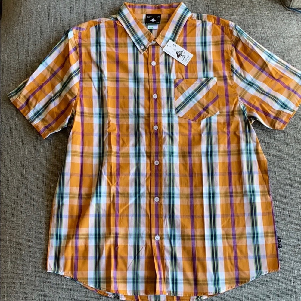 NWT LRG Fall Plaid button down shirt L